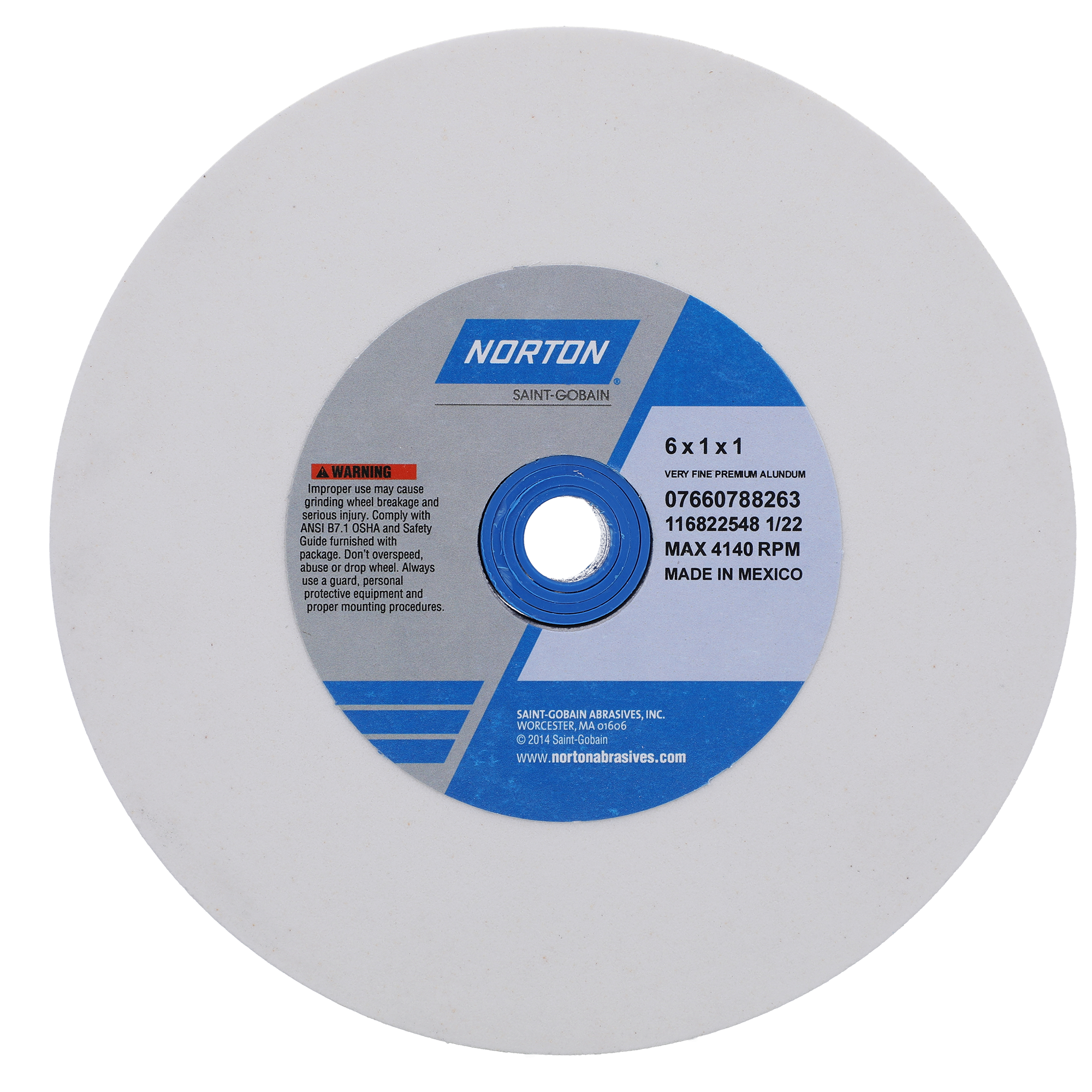 Norton 6 x 1 x 1 In. Premium Alundum Bench and Pedestal Wheel 150 J VBE T01