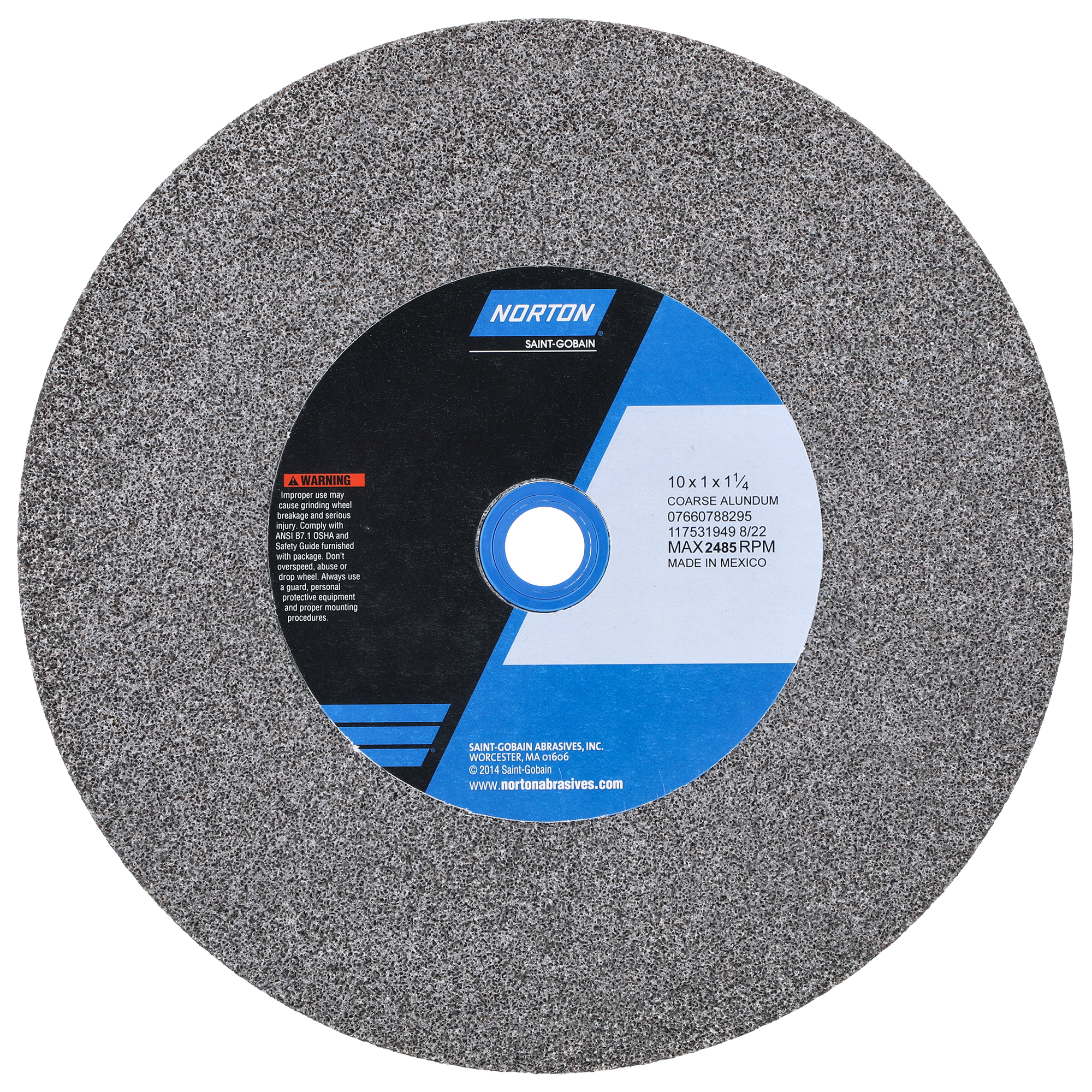 Norton 10 x 1 x 1-1/4 In. Gemini Bench and Pedestal Wheel 36 P VBE T01