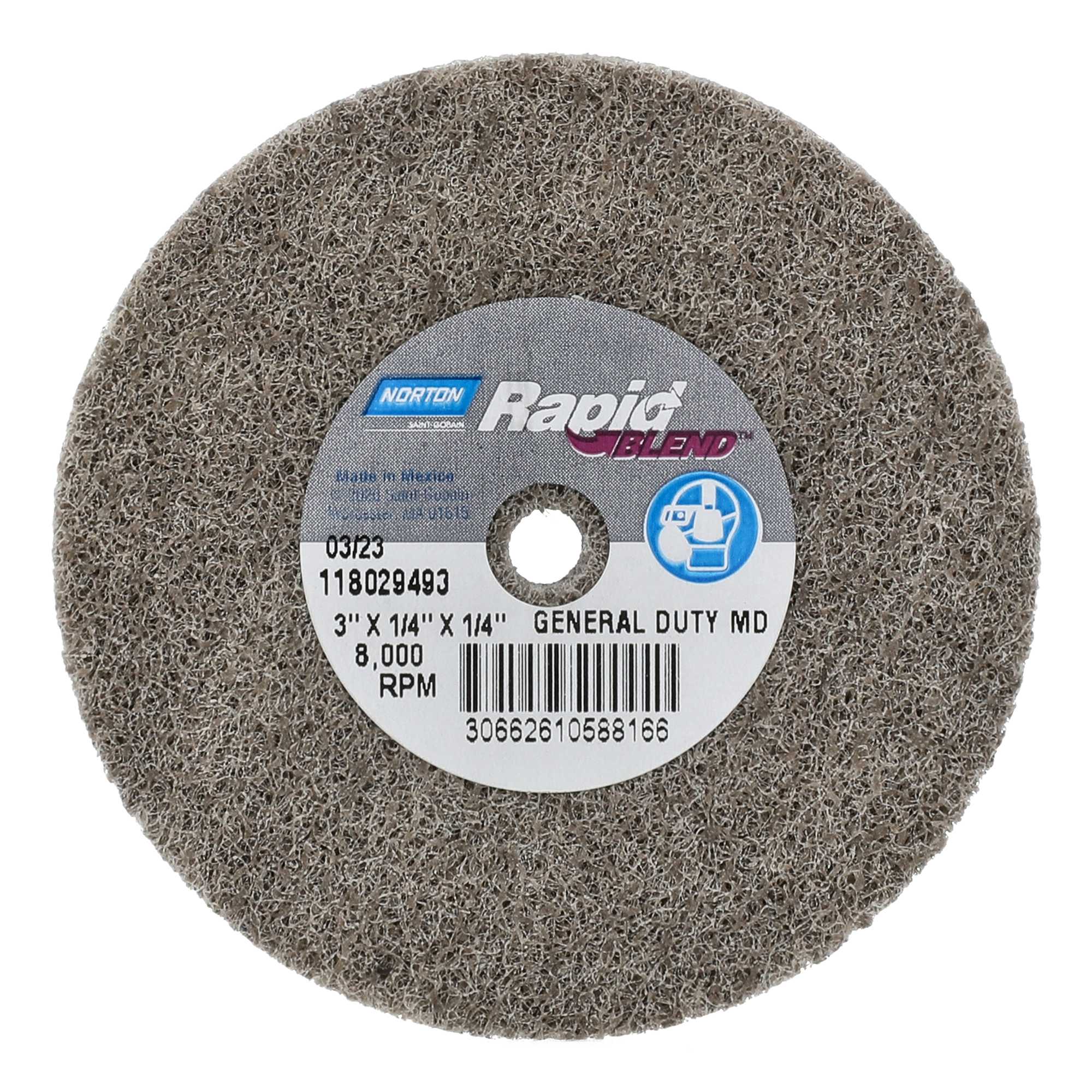 Norton 3 x 1/4 In. Bear-Tex Rapid Blend Non-Woven Wheel M-Den AO F Grit