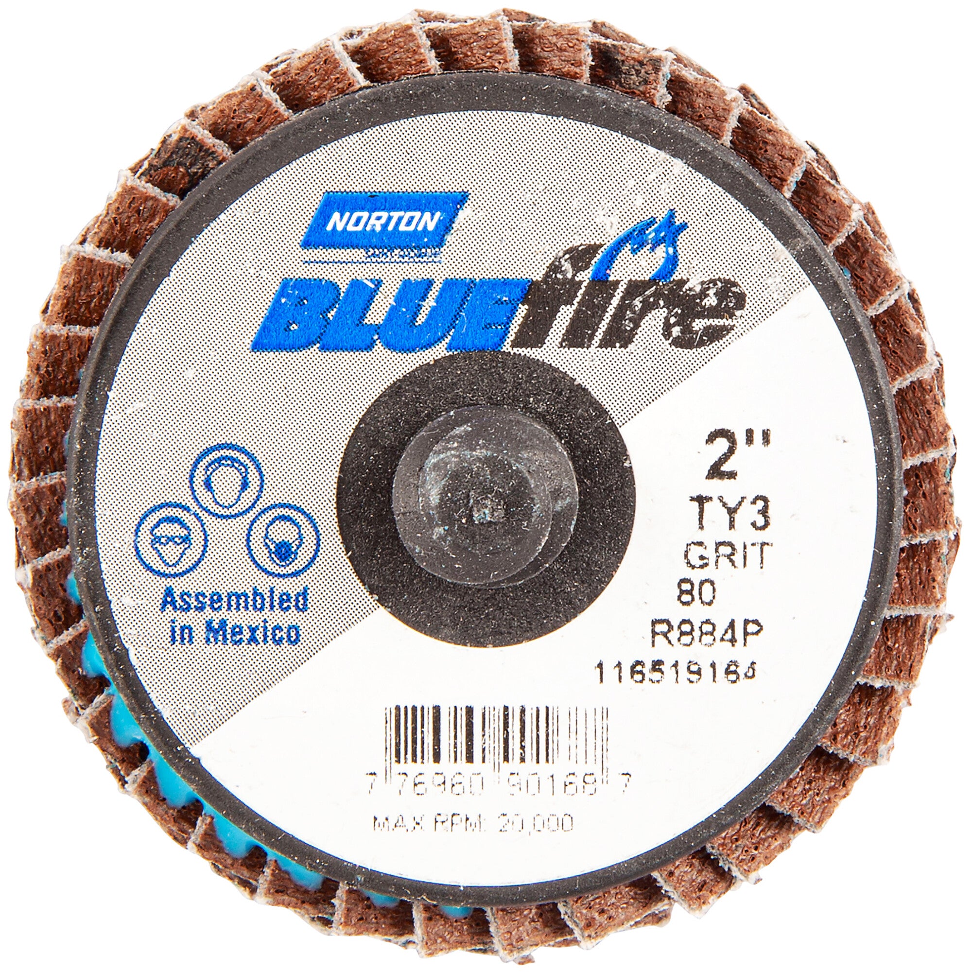 Norton 2 In. BlueFire Plastic Flat Mini Flap Disc Type III T27 P80 Grit R884P1 ZA