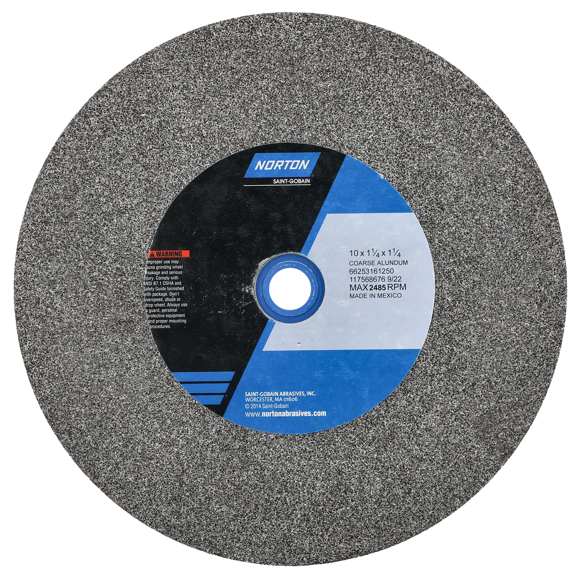 Norton 10 x 1-1/4 x 1-1/4 In. Gemini Bench and Pedestal Wheel 36 P VBE T01