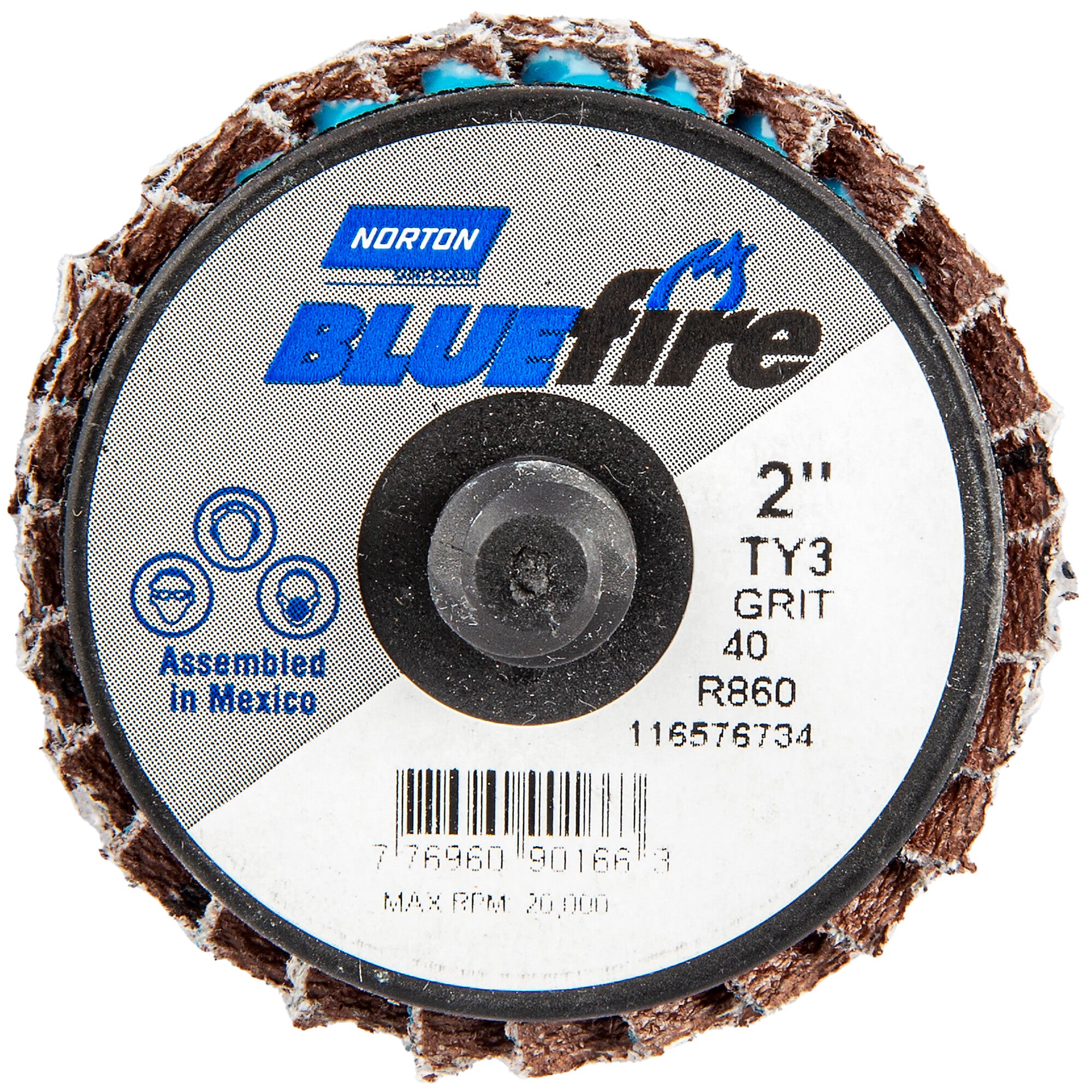 Norton 2 In. BlueFire Plastic Flat Mini Flap Disc Type III T27 P40 Grit R884P1 ZA