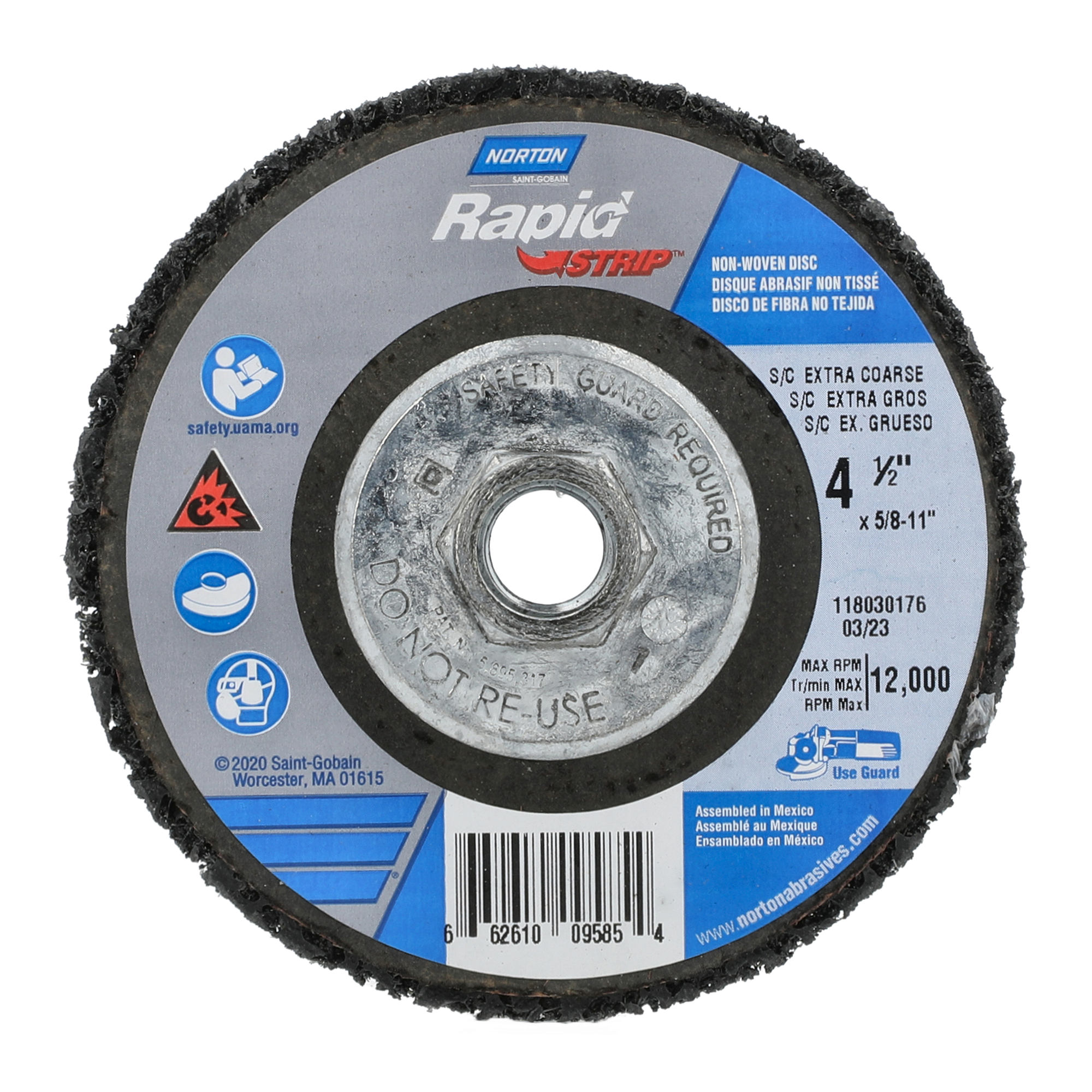 Norton 4-1/2 x 5/8 - 11 In. Bear-Tex Rapid Strip Non-Woven Disc SC XC Grit T27