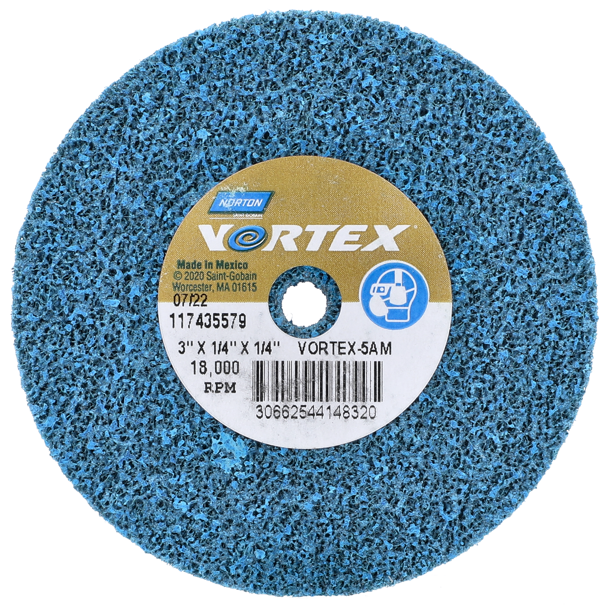 Norton 3 x 1/4 In. Bear-Tex Vortex Rapid Blend Clean Bond Non-Woven Wheel 5Den AO M Grit