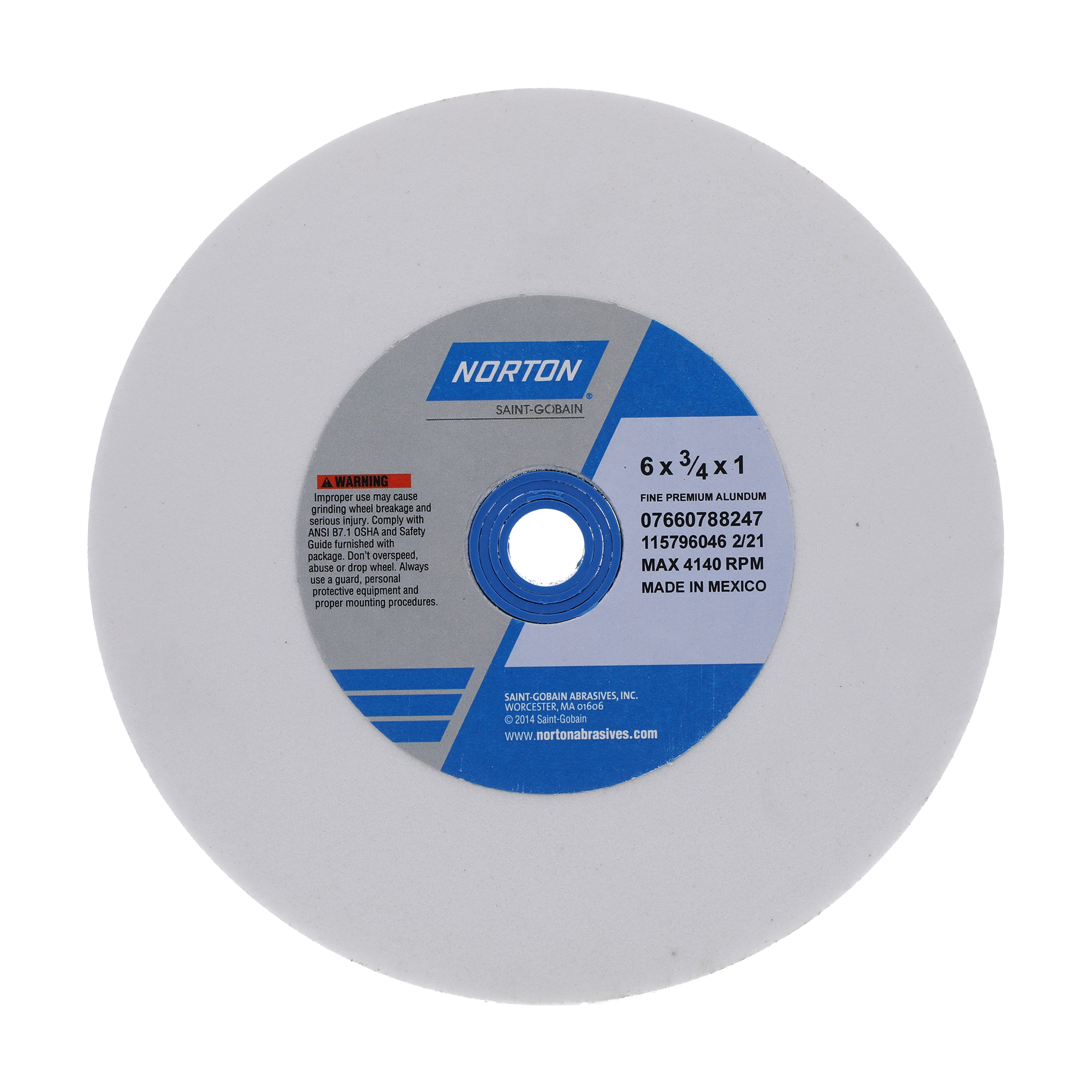 Norton 6 x 3/4 x 1 In. Premium Alundum Bench and Pedestal Wheel 100 J VBE T01