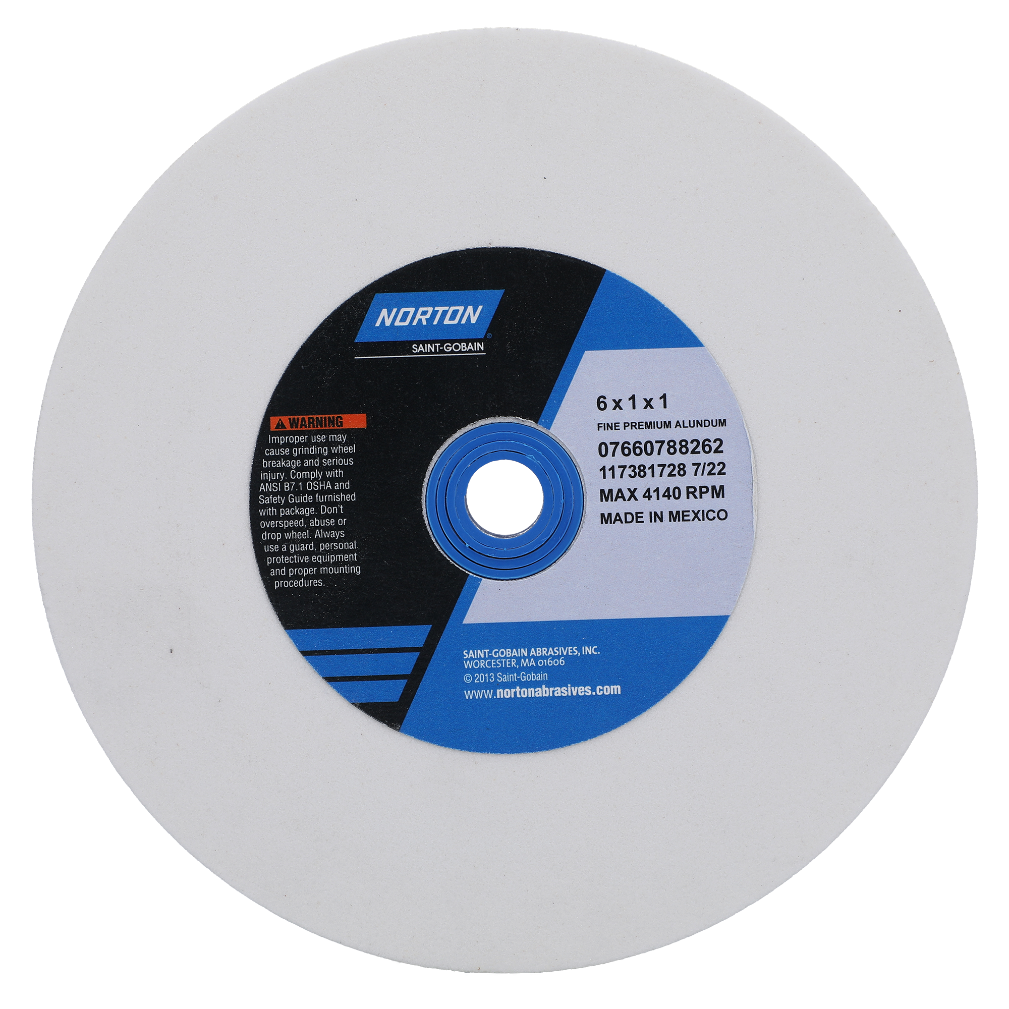 Norton 6 x 1 x 1 In. Premium Alundum Bench and Pedestal Wheel 100 J VBE T01