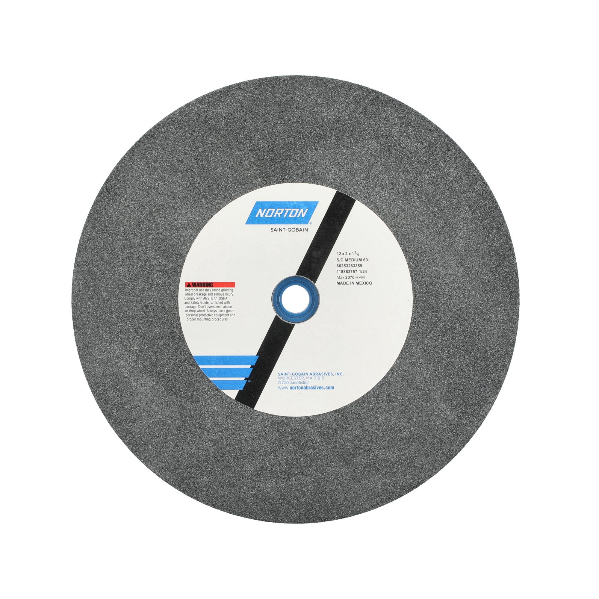 Norton 12 x 2 x 1-1/4 In. Gemini Crystolon Bench and Pedestal Wheel 60 I VK T01
