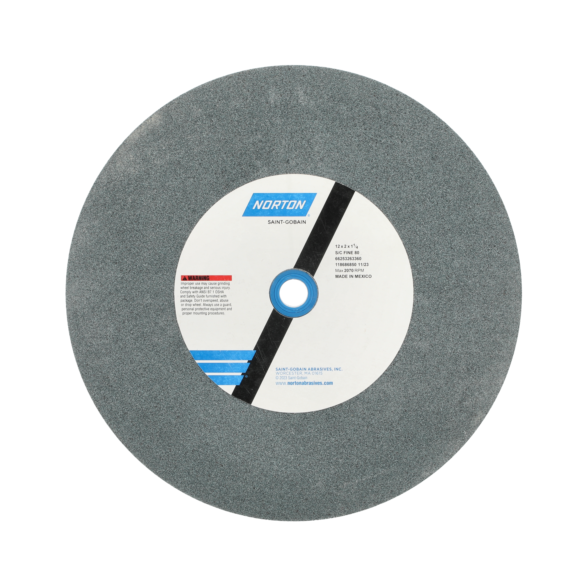 Norton 12 x 2 x 1-1/4 In. Gemini Crystolon Bench and Pedestal Wheel 80 I VK T01