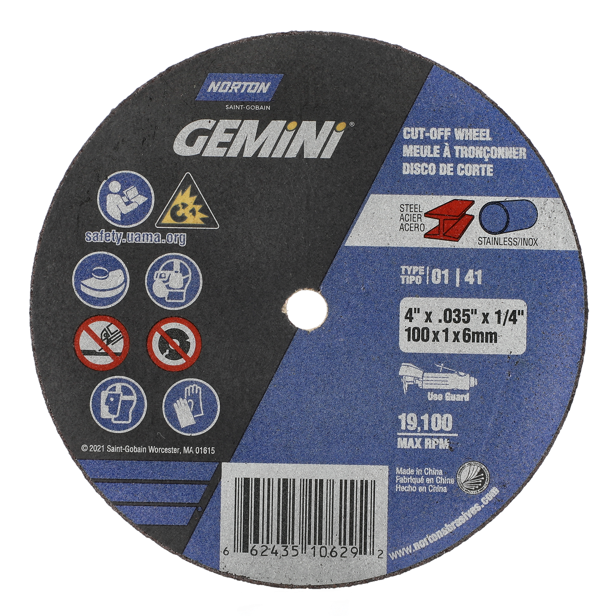 Norton 4 x .035 x 1/4 In. Gemini FC Cut-Off Wheel 60 O T01/41