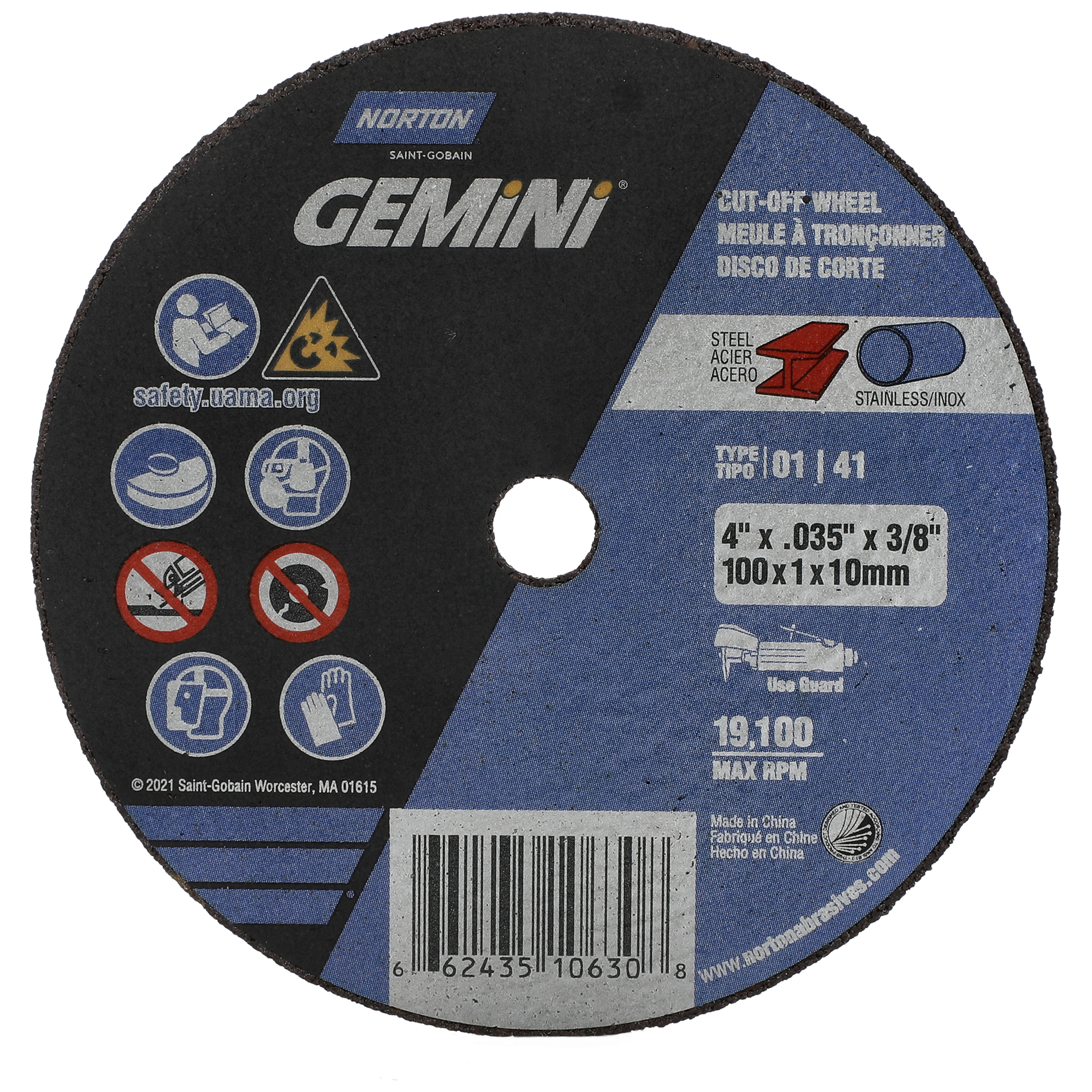 Norton 4 x .035 x 3/8 In. Gemini FC Cut-Off Wheel 60 O T01/41
