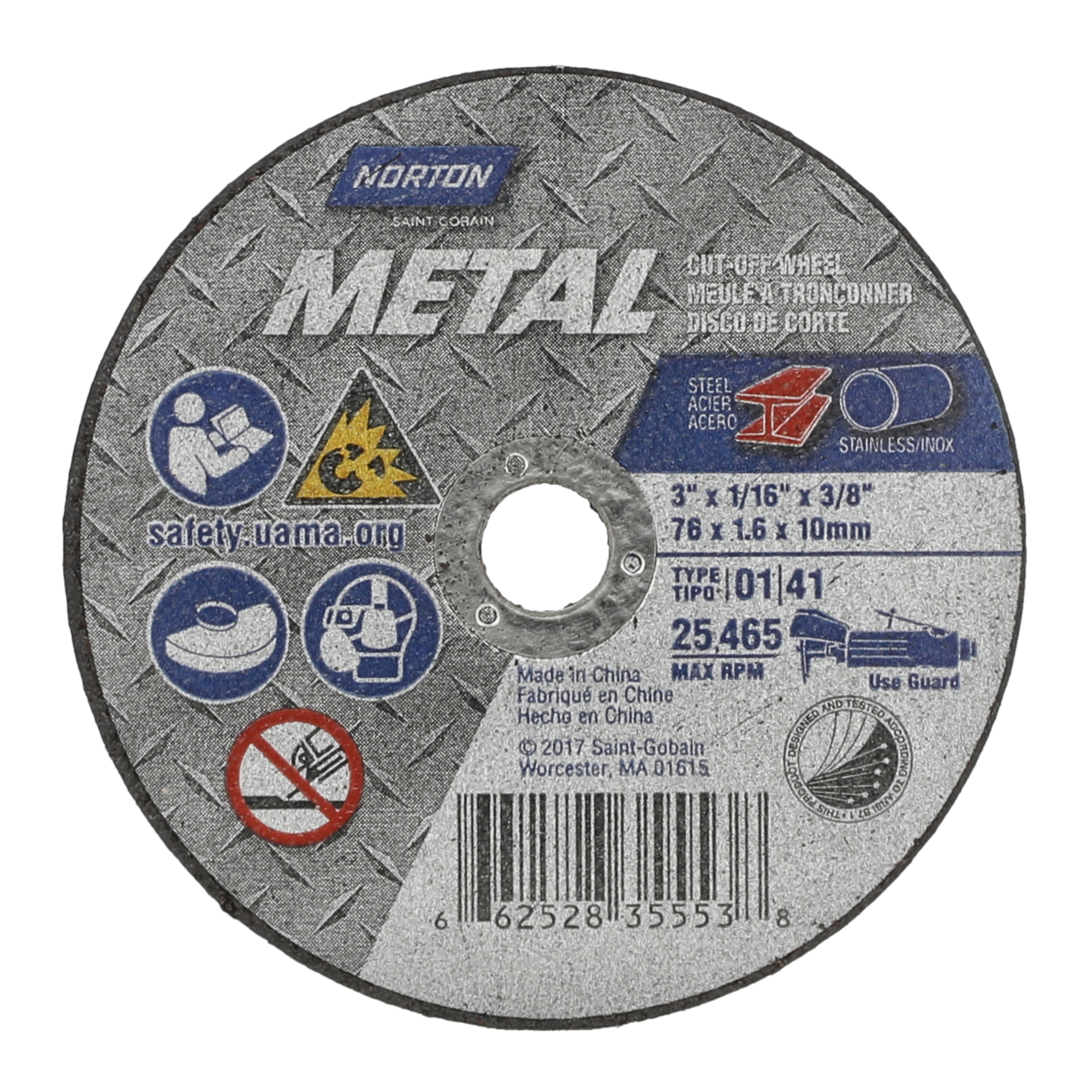 Norton 3 x 1/16 x 3/8 In. Metal Cut-Off Wheel 36 T T01/41