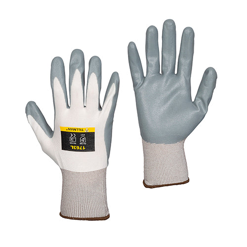 Tillman 1763 White/Gray Nitrile Foam Coated Nylon Gloves (1 Pair)