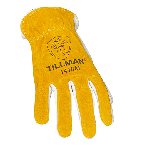 Tillman 1418 Reinforced Top Grain/Split Cowhide Drivers Gloves back, angled