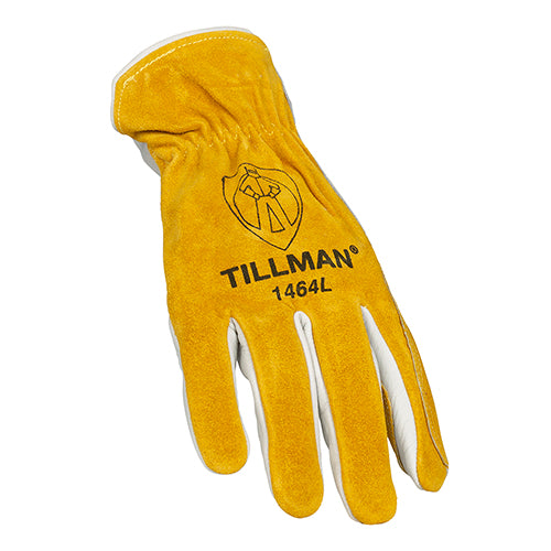 Tillman 1464 Double Palm Top Grain/Split Cowhide Drivers Gloves back, angled