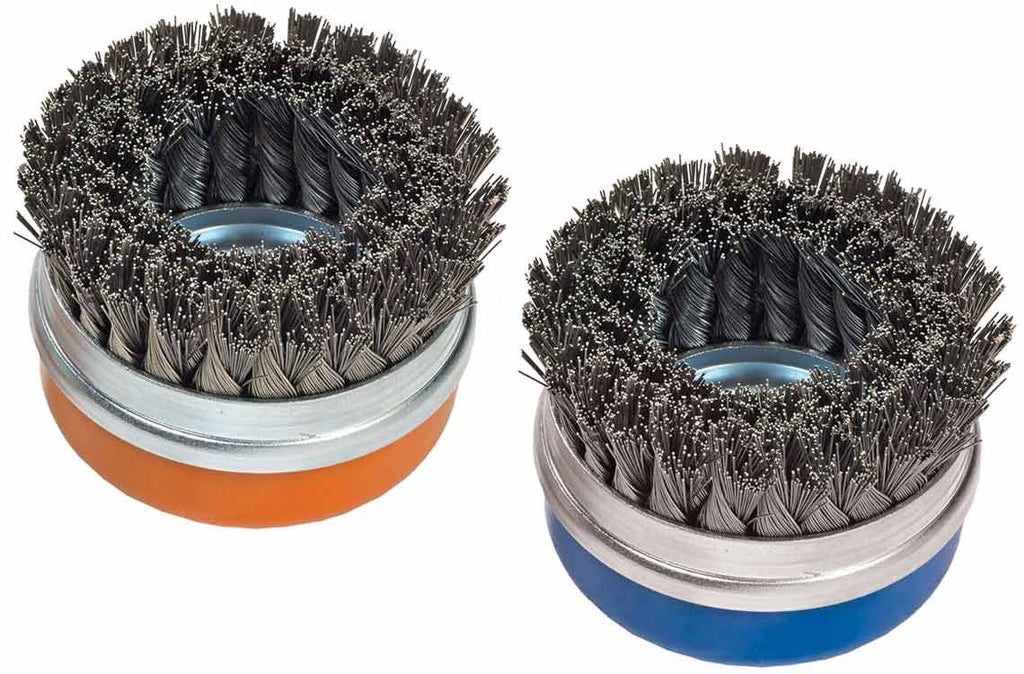 Walter 13G584 4" x 5/8"-11" Stainless Double-Row Knot-Twisted Cup Brush with Ring