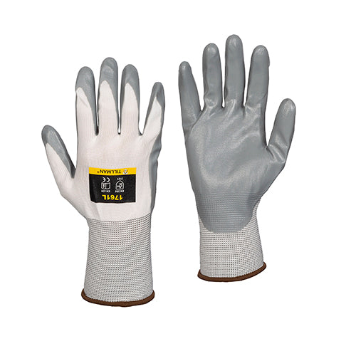Tillman 1761 White/Grey Nylon Knit Nitrile Coated Gloves (1 Pair)