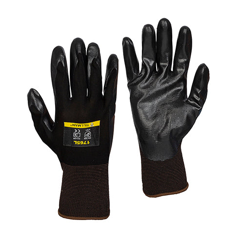 Tillman 1765 Black Nitrile Foam Coated Nylon Gloves (1 Pair)