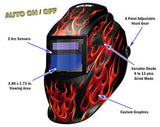 Metal Man ARF8550SGC Black w/ Red Flames Variable Shade Auto Darkening Welding Helmet w/ Grind