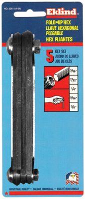 Eklind Tool 20511 5-Key Inch Fold-Up Hex Tip Key Set (1 Set