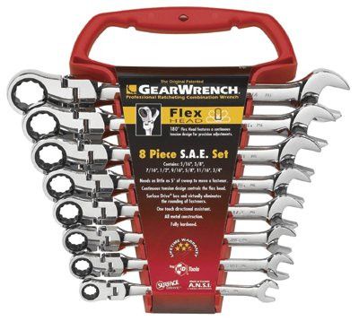 gear wrench GearWrench 9701 8-Piece Flexible Combination Ratcheting Wrench Set, Inch (1 Set)