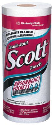 Kimberly-Clark Professional 41482 Scott Kitchen Roll Towels, Absorbency Pockets, 128/Roll, 20 Rolls/Case (1 Case)
