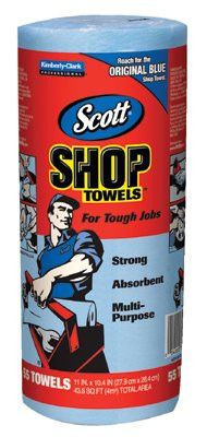 Kimberly-Clark Professional 75130 Scott Shop Towels, Blue, 55 per roll (30 Rolls)