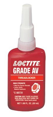 Loctite 08731 Grade AV Threadlockers, 50 mL, 1 in Thread, Red (1 Bottle)