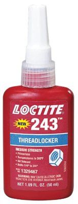 Loctite 1329837 243 Medium Strength Blue Threadlockers, 10 mL, 3/4 in Thread, Blue (1 EA)