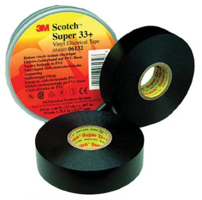 3M 061304 Scotch Super Vinyl Electrical Tapes 33+, 20 ft x 3/4 in, Black (1 Roll)
