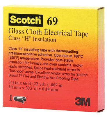 3M 09910 Scotch Glass Cloth Electrical Tapes 69, 66 ft x 0.75 in, White (10 Rolls)