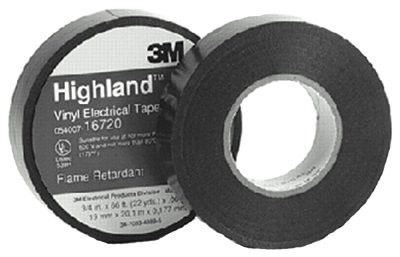3M 54007167204 Highland Vinyl Commercial Grade Electrical Tapes, 66 ft x 3/4 in, Black (1 Roll)