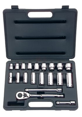 Stanley Tools for The Mechanic 85-404 20 Piece Standard & Deep Socket Sets, 3/8 in, 12 Point 1 SET