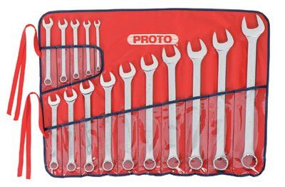 Proto 1200FASD Torqueplus 12-Point Combination Wrench Sets, 15 Piece, Inch, Oval Handle, Satin (1 Set)