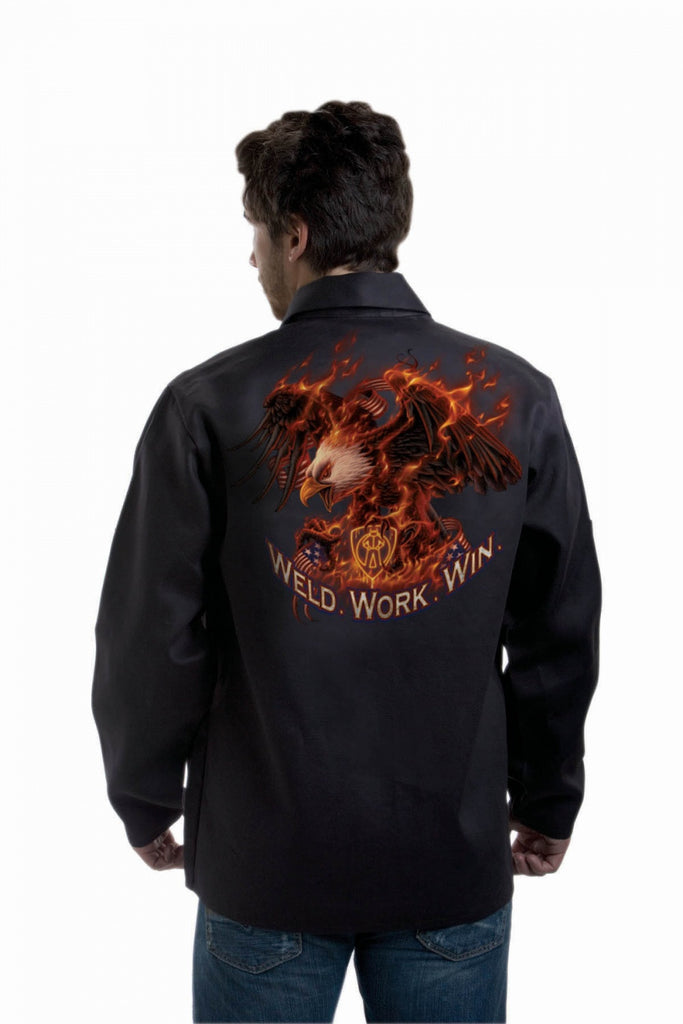 Tillman 9063 30" Black Oynx FR Jacket with "Weld. Work. Win" Graphic (1 Jacket)
