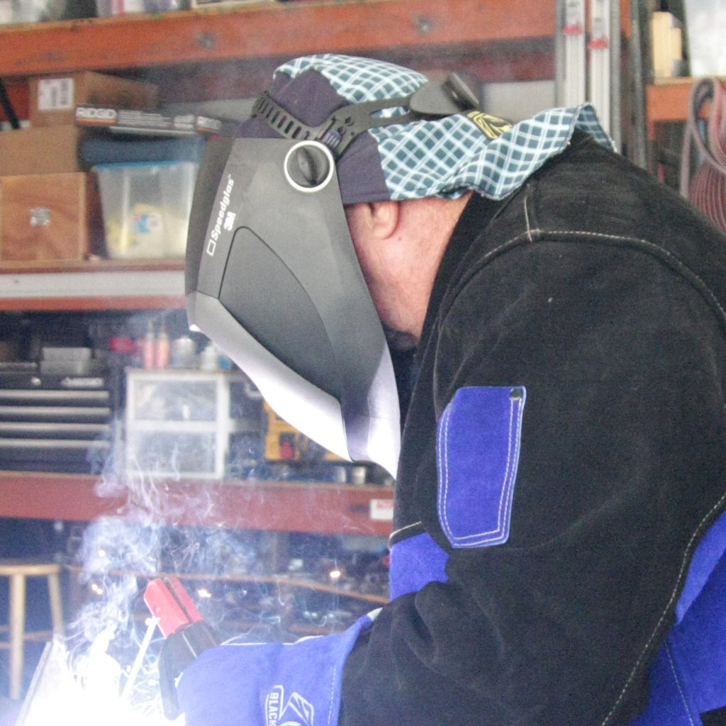 Black Stallion AH1630-NG FR Cotton Welding Cap With Hidden Bill Extension Navy Gray Large