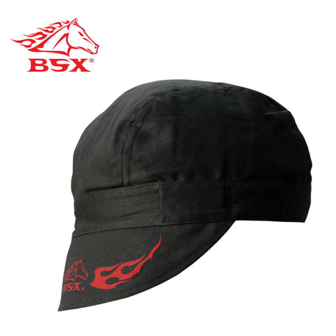 Revco BC5W-BK Black w/ Red Flame BSX® Cotton Welding Cap (1 Cap)