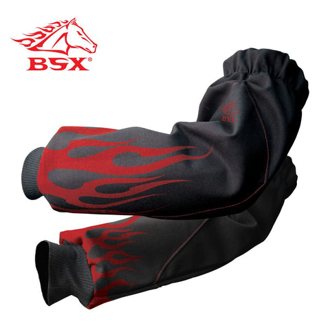 Revco BX9-19S-BK 19" Black w/ Red Flames BSX® FR Cotton Sleeves (1 Pair)