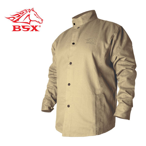 Lincoln K3317 Traditional Khaki FR Cloth Welding Jacket (Medium to 3XL)