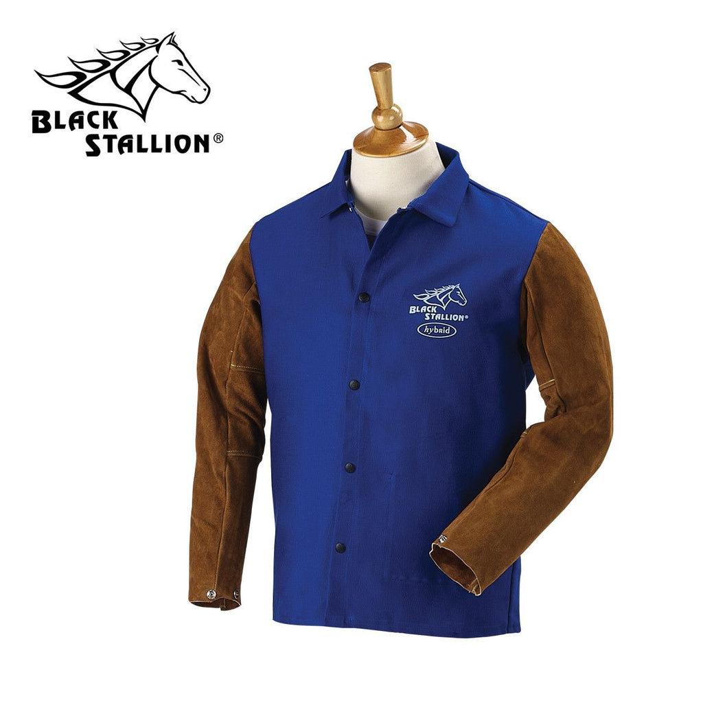 Revco FRB9-30C/BS 30", 9 oz. Royal Blue FR Cotton & Cowhide Leather Hybrid Welding Jacket (1 Jacket)