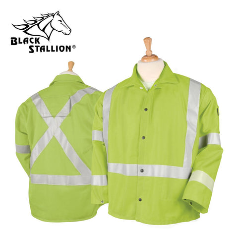 Revco JF1012-LM 30" Lime FR Safety Welding Jacket w/ Reflective Tape (1 Jacket)