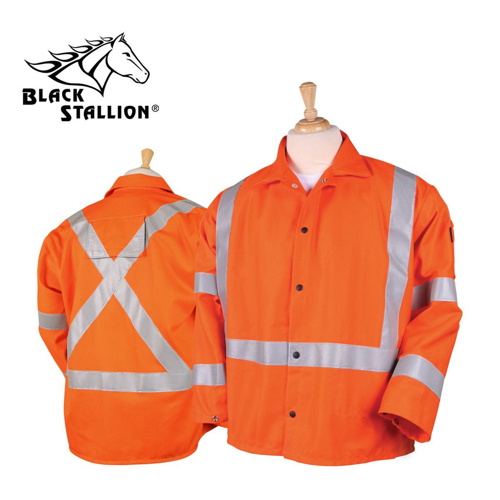 Revco JF1012-OR 30" Orange FR Safety Welding Jacket w/ Reflective Tape (1 Jacket)