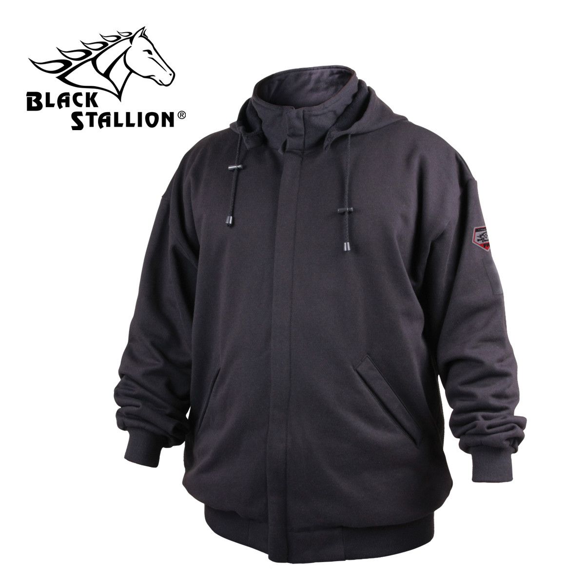 Revco JF1331-BK Black Full-Zip FR Cotton Hooded Sweatshirt (1