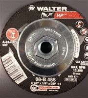 Walter 08B455 4.5" x 1/4" Metal Spin-On HP Type-27 Grinding Wheel