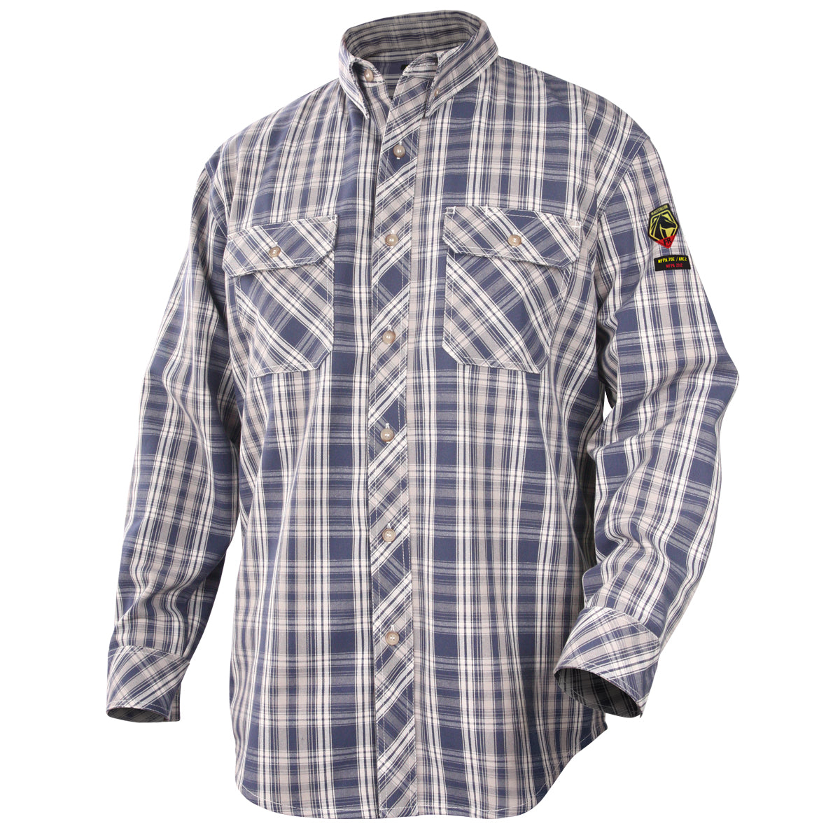 Revco WF2110-PB AR/FR Cotton Work Shirt, Blue Plaid