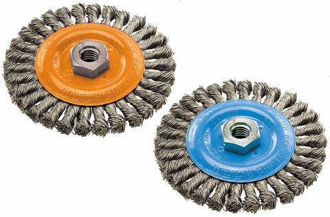 Walter 13L404 4" x 3/8" x 5/8"-11" Knot-Twisted Wire Wide Wheel Brush