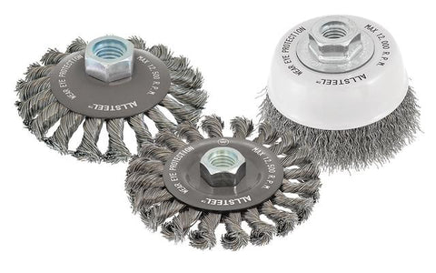 Walter 13W312 3" x 5/8-11" ALLSTEEL™ Knot-Twisted Stainless Steel Wire Cup Brush