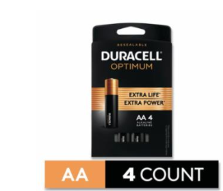 Duracell 243-OPT1500B4PRT Optimum Alkaline Battery, AA, 4/PK